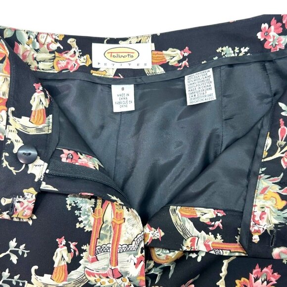 Talbots Petites Black Silk Wool Blend Floral Pants Size‎ 8 Petite - Picture 5 of 8